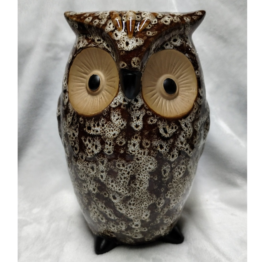 Elegant Expressions‎ Ceramic Owl Vase Brown White Dappled Glaze BS51456W Rustic
